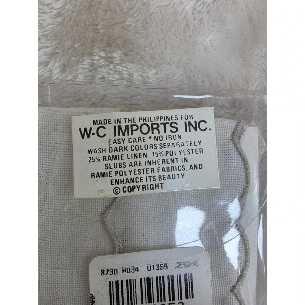 W C Imports Vintage Cocktail Napkins Set Embroidered Linen Blend‎ White Floral